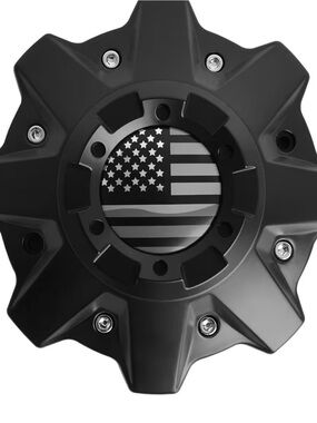 Matte Black Wheel Center Cap with American Flag Accent